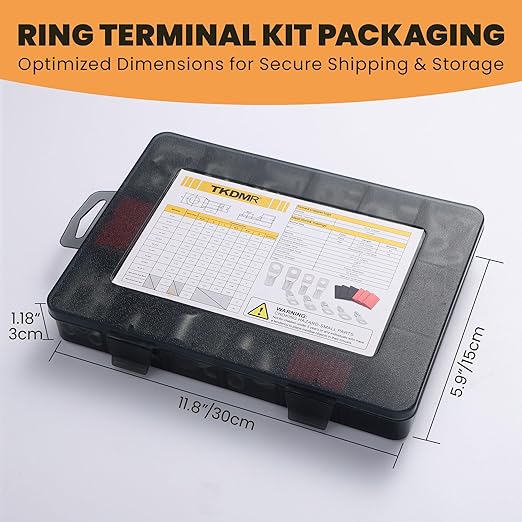 TKDMR 176Pcs Copper Wire Lugs AWG2 4 6 8 10 12 Gauge with 3:1 Heat Shrink Set 88Pcs Battery Cable Lugs Terminal Connectors for Marine, Automotive, Solar Electrical(Tinned Copper)