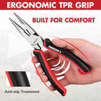 ARROW Needle Nose Pliers, 8-inch Long Nose Cutting Pliers with Wire Cutter, Comfortable TPR Handle, High Carbon Steel, High Leverage Diagonal Design