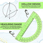 EBOOT Plastic Protractor Math Protractors 180 Degrees, 6 Inch, Pack of 2 (Green)