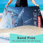 Protect Marine Ecology Beach Towel Oversized 36" x 72", Thin Lightweight Sand Free Quick Dry Microfiber Towel for Swimming Pool Cruise Camping Travel