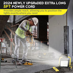 10000LM LED Work Light: Portable Work Light with 5FT Cord - IP66 Waterproof Flood Light for Outdoor Indoor Job Site Workshop Garage Construction Site Lighting, Gifts for Man