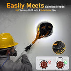 Drywall Sander, 880W 7.33A Electric Drywall Sander with Vacuum Dust Collector, 5 Variable Speed 1000-2100RPM, LED Light, Foldable & Extendable Handle, 12 Sanding Discs