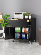 Metal Storage Cabinet, Locking Storage Cabinet with Drawer and Adjustable Shelf, Rolling Tool Cabinets for Garage, Office, Black, Assembly Required (18.4" D x 30.3" W x 35.39" H)