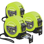 HAUTMEC Tape Measure 25ft with Dual Scale Metric and Imperial 1/8 Fractions Measuring Tape Compact Economical for Home DIY Renovations Crafting Quick Fixes HT0325-3PC