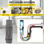 VEVOR Drain Cleaning Cable 50 Feet x 3/8 Inch Solid Core Cable Sewer Cable Drain Auger Cable Cleaner Snake Clog Pipe Drain Cleaning Cable Drain Auger Snake Pipe