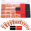 Copper Wire Lugs,Terminal Connectors,Used on AWG12 10 8 6 4 2 Cable,Heat Shrink Set,Bare Copper Eyelets,Ring Terminals Connectors,80Pcs Battery Cable Lugs Ends and 80Pcs Heat Shrink Tubing (160PCS)