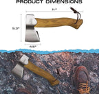 Prandi Axes Segurin C45 Forged Carbon Steel Hatchet - Hickory Handle with Leather String - Ideal for Camping, Travel and Bushcraft - S/N 3.059.04.CH - 11" L x 5.3" W, 400g Polished Head, No Sheath