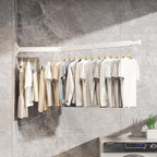 Clothes Drying Rack,Laundry Drying rack,Wall Mounted Clothes Rack,Clothes Hanging Rack,Laundry Rack Wall Mount,Folding Retractable Collapsible Drying Rack Clothing (Three-Poles,J Hooks,White)
