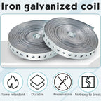 Gisafai 2 Rolls Galvanized Metal Pipe Strap 3/4 Inch x 50 ft 24 Gauge Total 100 ft Bendable Pipe Hanger Strap with Holes for Pipeline Supports Hanging, Flexible Trimming
