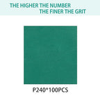 100PCS 240 Grit Premium Green Sanding Discs, 5-Inch 8-Hole Sandpaper for Random Orbital Sander