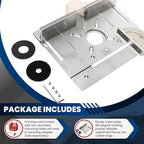 Elestoria Aluminum Router Table Insert Plate | Router Flip Plate for Woodworking Benches| Miter Gauge Guide, Sliding Fence Brackets, Tenon Ruler | Versatile Trimming Engraving Table | Silver 111