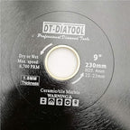 DT-DIATOOL Diamond Tile Blade 9 Inch Diamond Turbo X Mesh Rim Segement Circular Saw Blade for Procelain Ceramic Stoneware Marble Granite Fits 5/8"-7/8" Arbor