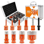 BGTEC Diamond Core Drill Bits Set - 10pcs Tile Hole Saw Kit 6/8/10/16/20/25/32/50 with 10mm Diamond Finger Bits for Porcelain Ceramic Tile Granite Marble