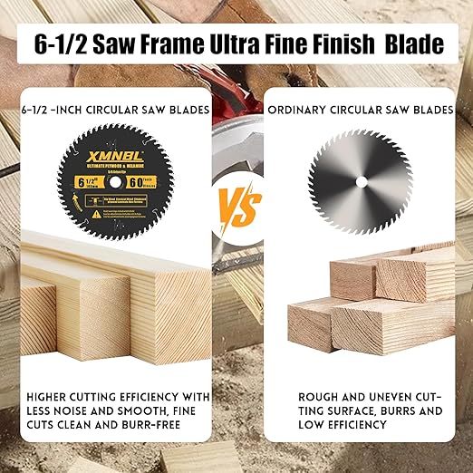 6-1/2 Inch Circular Saw Blade 60 Teeth,6-1/2 Saw Frame Ultra Fine Finish Circular Saw Blade,Compatible with for DEWALT,Makita,Skil Circular Saw,for Cutting Lumber,Plywood Material,5/8 Inch Arbor