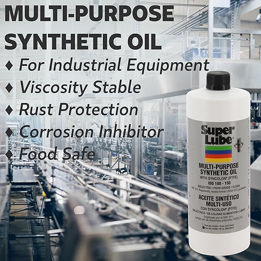 Super Lube 51004, Synthetic Oil, High Viscosity, 4 oz Bottle, Translucent White (Packaging May Vary)