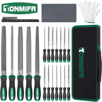 Professional Metal File Set 34Pcs Industrial Grade High Carbon Steel,5 Shapes (Flat/Half Round/Round/Triangle/Square) for Hardened Steel, Metalworking Tools with Storage Case,14 Needle Files