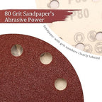 100 PCS 80 Grit 5 Inch Sanding Discs, Hook and Loop Sandpaper for Random Orbital Sander