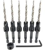 FTG USA Countersink Drill Bit Set for Wood with Tapered Drill Bit 6 Pc #8 (11/64")