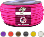 The Paracord Store | Type III 550 Paracord - 250 FT Spool, Neon Pink | Heavy Duty 7 Strand Tactical Paracord - USA Made Nylon Outdoor Parachute Cord for Camping, Fishing & More - Survival Cord
