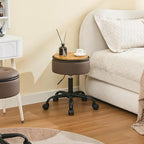 Rolling Salon Stool, Adjustable Tattoo Stool 20.67’’-24.61’’, Coffee Brown Esthetician Swivel Chair