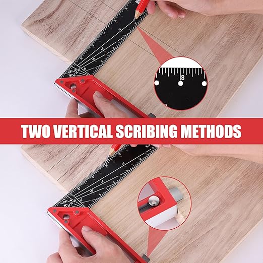 Rafter Square 7 Inch and Framing Square 12 Inch Carpenter Square Set, Woodworking Square Tool, Aluminum Squares Metal Ruler for Woodworking