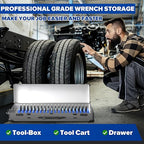 40PCS Modular Wrench Organizer - Wrench Tool Organizers for Tool Drawer Storage, Wrench Storage Set with Metric & SAE Label, Wrenches Rack Tool Gift for Professional Mechanics Men, Black & Blue