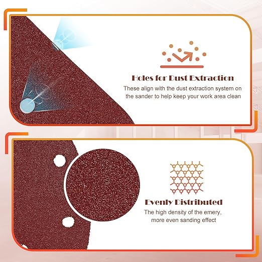 80 Grit Mouse Sander Sandpaper, Jamiikury 5 Hole Detail Sander Sandpaper Palm Sander Paper Mouse Sanding Pads Hook and Loop Sanding Sheets - Pack of 20