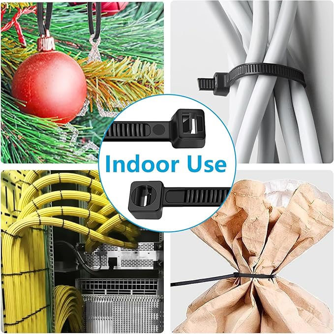 Zip Ties Heavy Duty 12 inch (1000 Pack), Double-sided Toothed, 85 lb, Delivering 1.7X Tensile Strength in the Same Specs, Black Cable Ties, Glufirm
