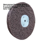 4PC 6 Inch x 2 Section Satin Non Woven Abrasive Polishing Wheel Kit for Bench Grinder, 3/8 Inch Arbor Hole, Includes Each 1PC 80#, 120#, 180# and 320#