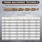29Pcs Cobalt Drill Bit Set (1/16''-1/2''), M35 High Speed Steel, Twist Jobber Length for Hardened Metal, Stainless Steel, Cast Iron, Wood, and Plastics, with Metal Index Storage Box
