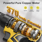 Cordless Drill Set, 20V Power Drill with Power Pack 2.0Ah and Charger, 3/8-Inch Keyless Chuck Electricdrill, 25+1 Torque, 42pcs Drilldriver Bits/Screws for DIY Projects (Yellow)