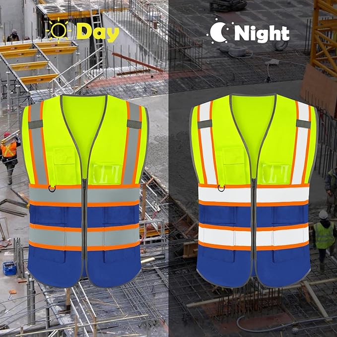 BeautyWill Custom Logo 10/20 Pack Safety Vest Class2 High Visibility Vest with Pockets Breathable Construction Vest Bulk