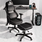 EUREKA ERGONOMIC Multi-Use Stool, Height Adjustable Swivel Rolling Stool Chair W Wheels, Ottoman Footrest for Gaming, Home Office, Black