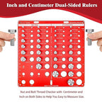 42 Nut and Bolt Thread Checker, Bolt Size and Thread Gauge 19 Standard & 15 Metric Bolt & 8 Drill Bit Gauge, Bolt and Nut Identifier Gauge with Inch and Centimeter Scales