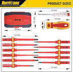 HURRICANE 1000V Insulated Electrician Screwdriver Set, All-in-One Premium Professional 13-Pieces CR-V Magnetic Phillips Slotted Pozidriv Torx Screwdriver