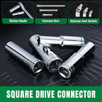 SK 1/2" Drive Socket Set, Deep Metric Sockets, 11-Piece 10-20mm, SuperKrome Finish, Premium CR-V Construction, with Aluminum Socket Organizer
