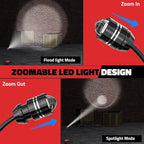 LIVOWALNY LED Work Light Compatible with Milwaukee Battery, 2PCS 20W 2000LM LED Flood Light with 12" Flexible Gooseneck and USB-A & Type-C Charging Port, Low Voltage Protection Flashlight (No Battery)
