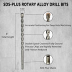 Direko 5-Piece 7/16 inch x 8 Inch SDS Plus Rotary Hammer Drill Bits Carbide Tipped Concert Drill Bits for Concrete, Brick, Cement Walls, Stone, Hammer Drill Bits for Concrete