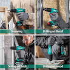 20V Cordless Hammer Drill Set, 354 In-lbs Torque, 1/2" Keyless Chuck, 22500 IPM, 2 Variable Speeds, 18+1+1 Position, Power Impact drill with 14 Drill/Driver Bits for Brick, Metal, Wood ADJZ2035i13
