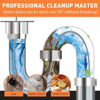 BACOENG 50Ft Drain Auger, Heavy Duty Plumbing Snake with Drill Adapter, Use Manually or Powered for Drain Clog, Shower Sink, Comes with Gloves and Bag (Orange)