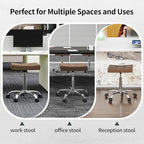 Ergonomic Desk Stool with Wheels (Adjustable Height 17"-21") (300lbs Capacity) Faux Leather Office Stool (Coffee Brown)