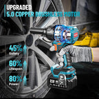 SEESII Impact Wrench 900 FT-LBS(1200N.m) 2900IPM 1/2 Impact Gun High Torque Electric Cordless Impact Wrench with 21V 2x4.0Ah Battery 5 Sockets and Case for Home Car Truck Tire Lug Nut Removal Tool Set