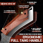 ROCOCO Butcher Meat Cleaver Knife - Boning Knife with Sheath for Kitchen Camping BBQ Birthday Thanksgiving Christmas Gift 8.8"