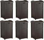 Suncast Trash Hideaway Outdoor Patio 33 Gal Garbage Waste Trash Can Bin (6 Pack)