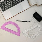 Zonon 12 Pack 6 Inch Plastic Protractor Back to School Protractors 180 Degrees Pink Blue Clear Protractors for Classroom Math Teacher Student Office Supplies