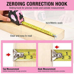 WORKPRO 16FT Pink Tape Measure, Inch/Metric Easy Read Measuring Tape, Retractable Lightweight Measurement Tape Accuracy 1/32, 1mm for Engineer,with Thumb Lock, Belt Clip, Rubber Protective Casing