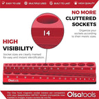 Olsa Tools Magnetic Socket Holder | 3/8-inch Drive | Metric | Red | Holds 30 Sockets | Professional Quality Tools Organizer