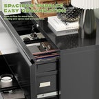 Superday Lateral File Cabinet 3 Drawer Metal File Cabinet with Lock, Black Filing Cabinets for Home Office, Locking Filing Cabinets Hanging Files Letter/Legal/F4/A4