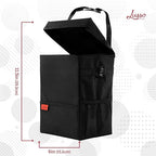 Lusso Gear Car Trash Can with Lid and Removeable Liner, Hanging Car Trash Bag with Hooks, Waterproof Fabric Car Garbage Bin, Automotive Travel, Trashcan car Accessories, for Truck Van and SUV (Red)