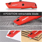 Premium Utility Knife with 14 Blades - Heavy Duty Retractable Work Knife, Precision Cutting for DIY, Cardboard, Packaging - Ergonomic Grip & Quick-Release Design